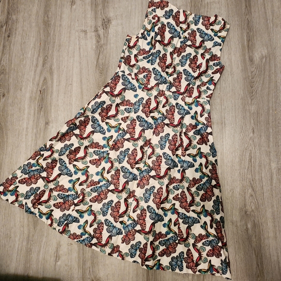 Talbots Linen-Blend Butterfly Print A-line Sheath Dress - Picture 2 of 9